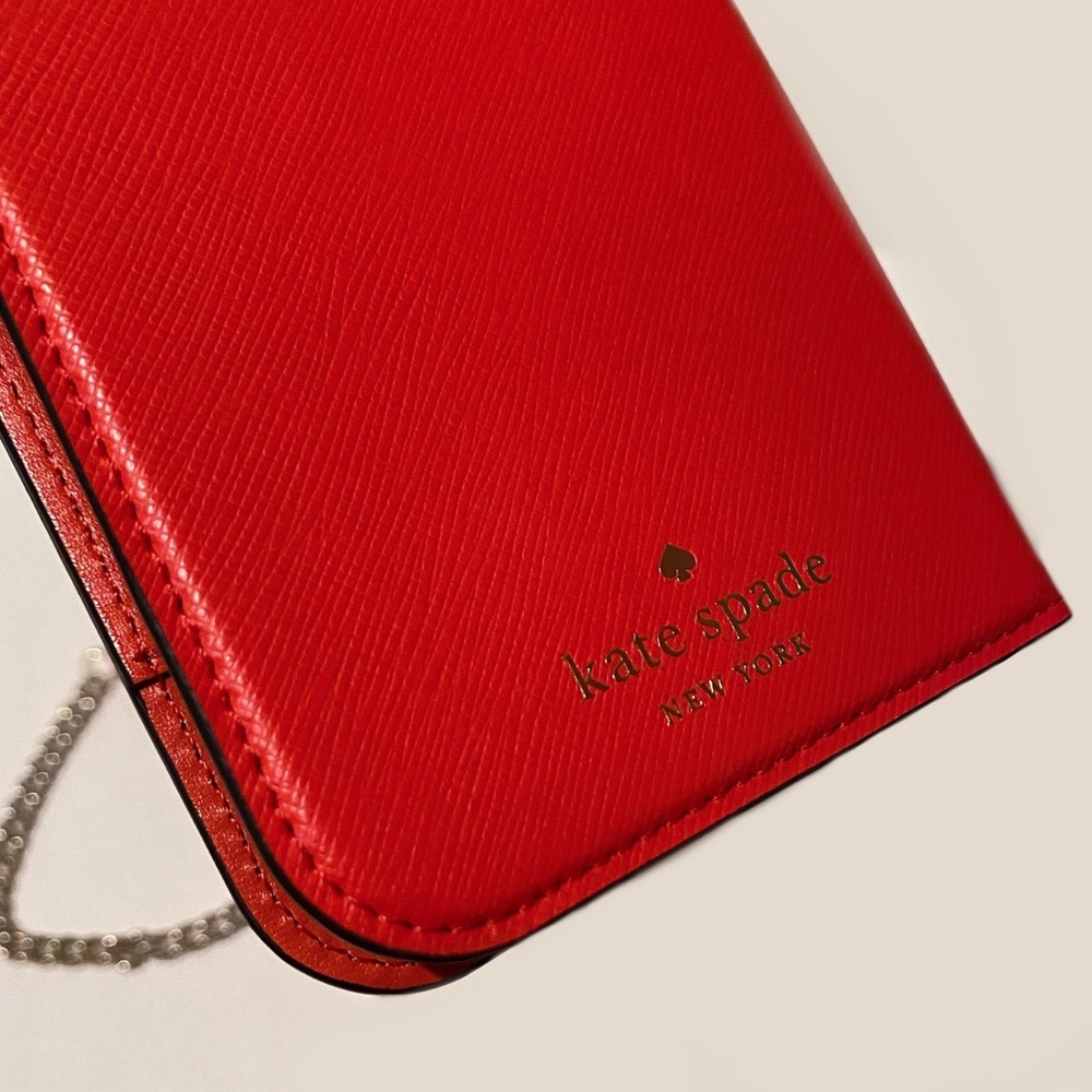 ♠️Kate Spade iPhone 12 Folio Case Chain Crossbody - Picture 9 of 15